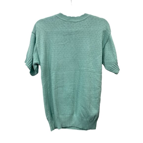 Vintage 90s College Point Short Sleeve Sweater Size Small Pullover Deadstock NEW - Picture 2 of 8